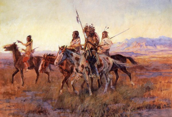 Four Mounted Indians